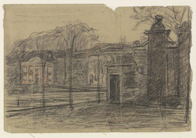 Vista de las casas entre los árboles, Dordrecht de Jan Veth
