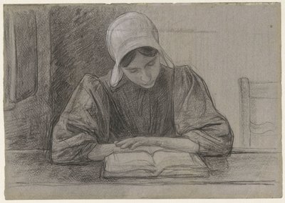 Chica lectora con capucha de Jan Veth