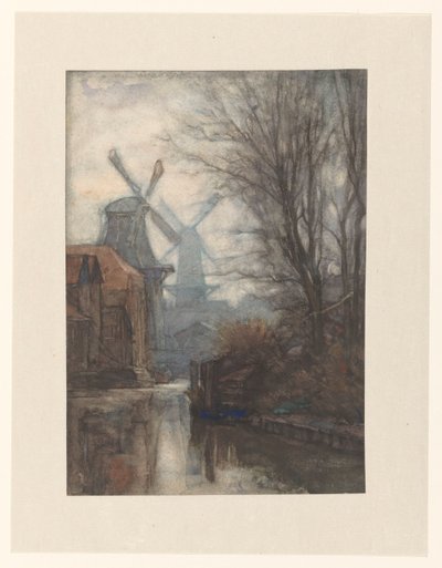 Molinos en un canal de Jan Veth