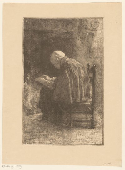 Anciana junto a la chimenea de Jan Veth