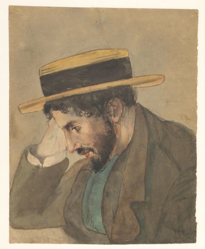 Retrato de un joven con sombrero de paja de Jan Veth