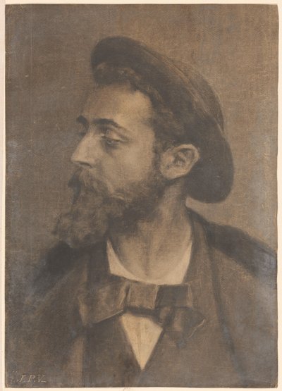 Retrato de un hombre con barba y sombrero, mirando hacia la izquierda de Jan Veth