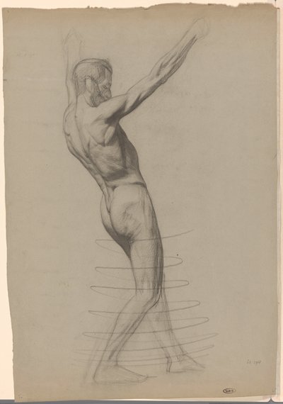 Desnudo masculino de pie con los brazos levantados, a la derecha de Jan Veth