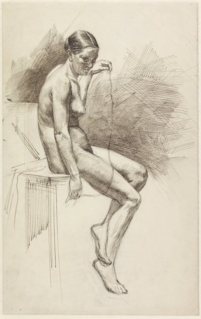 Estudio de desnudo femenino sentado de Jan Veth
