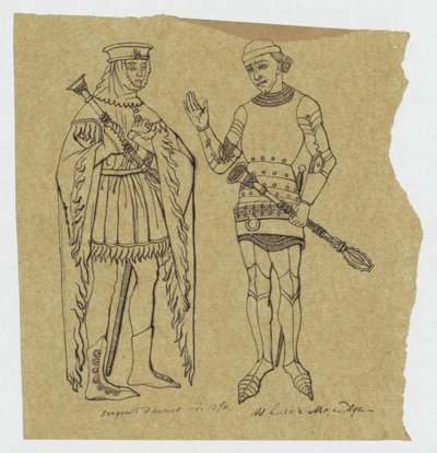 Zwei mittelalterliche Soldaten vor 1370 de Jan Veth