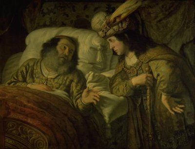 El moribundo David amonesta a Salomón de Jan Victors