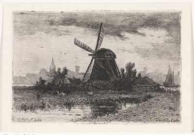 paisaje con molino de Johannes Martinus Vrolijk