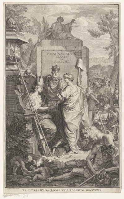 Representación alegórica con la fundación de Utrecht Place book 