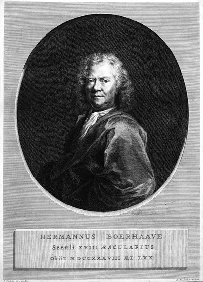 Herman Boerhaave, grabado por Jacobus Houbraken de Jan Wandelaar