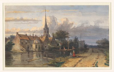 Vista de un pueblo en un canal de Jan Weissenbruch