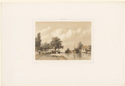 Vista al río con barcaza de Jan Weissenbruch