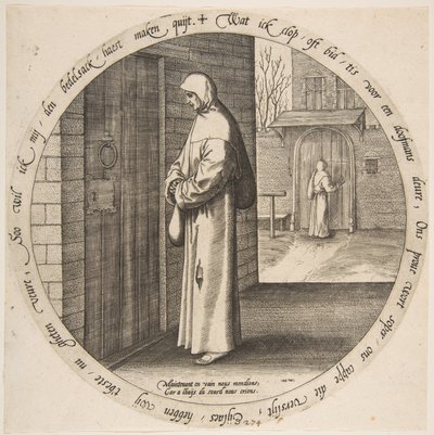 En vano se pide en la puerta del sordo, de Doce proverbios flamencos, ca. 1568 de Jan Wierix