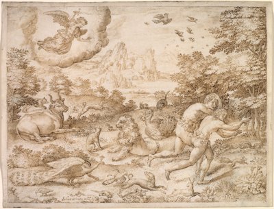 La Expulsión del Paraíso, c. 1606 de Jan Wierix