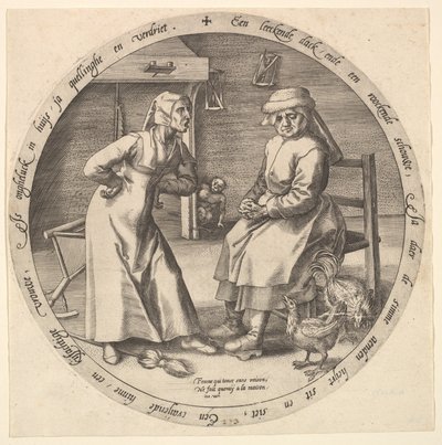 La mujer regañona y la gallina cacareante de Jan Wierix