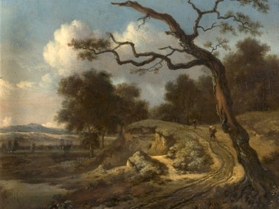 Paisaje con campesinos y un camino de Jan Wijnants