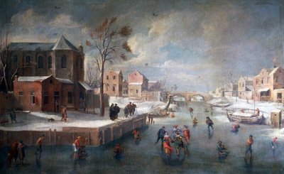 Paisaje invernal con iglesia, de Jan Wildens (1586-1653), óleo sobre lienzo. de Jan Wildens