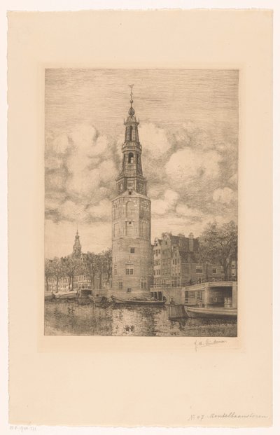 Torre de Montelbaan (título en el objeto) de Jan Willem Lindeman (signed by artist)