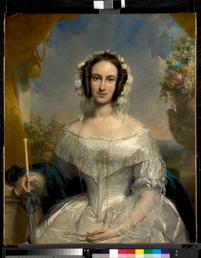 Retrato de boda de Agatha Petronella Hartsen (1814-1878), esposa de Jan van der Hoop (1811-1897) de Jan Willem Pieneman