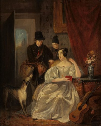 Holandés: Interior con un cazador que vuelve a casa de cazar de Jan Willem Pieneman