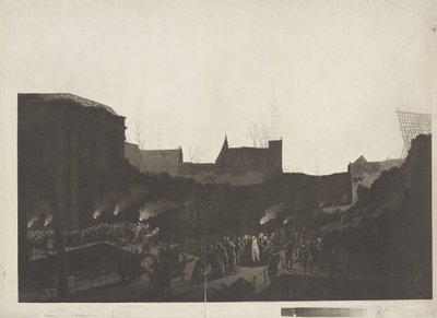 Lodewijk Napoleón visita las ruinas de Rapenburg en Leiden después de la explosión del barco de pólvora el 12 de enero de 1807 de Jan Willem Pieneman