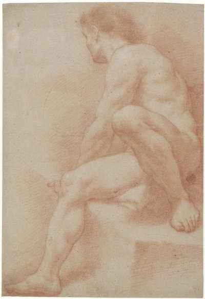 Desnudo masculino sentado, con una rodilla levantada de Jan Willem Pieneman