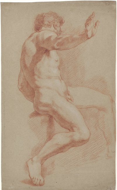 Desnudo masculino sentado, de perfil a la derecha de Jan Willem Pieneman