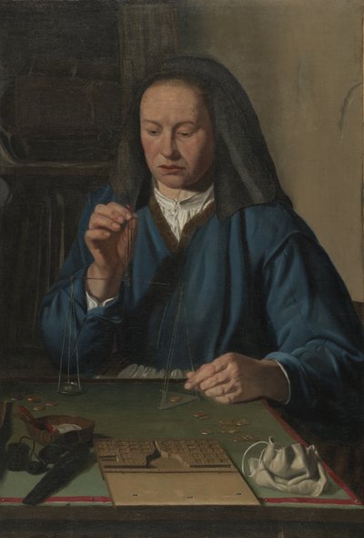 Mujer pesando oro de Jan Woutersz.