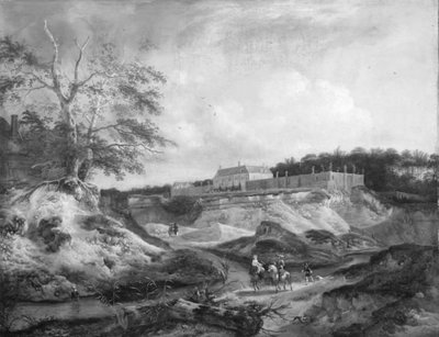 Una casa solariega en una colina de tiza empinada de Jan Wouwerman