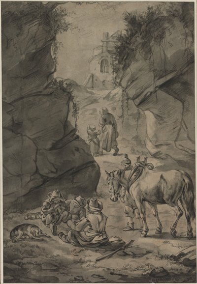 Campesinos en un paisaje rocoso, segunda tercera parte del siglo XVII de Jan Wouwerman