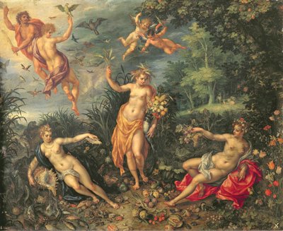 Abundancia y los cuatro elementos, c.1606 de Jan and Clerk, H. Brueghel