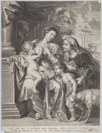 La Sagrada Familia con Isabel y el infante San Juan Bautista, la Virgen amamantando al infante Cristo, c.1635-42 de Jan Witdoek