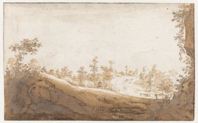 Paisaje de colinas con carros en las afueras de Bruselas de Jan de Bisschop