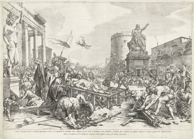 Martelaarschap van Heilige Lawrence Beato Lawrence mientras (...) es Rome Lawrence (título sobre objeto) de Jan de Bisschop