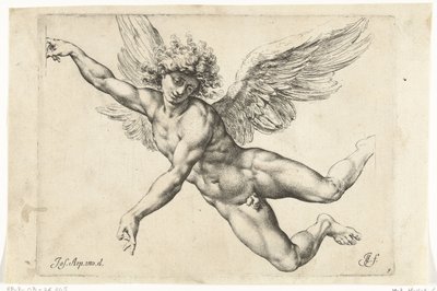 Estudio para un ángel desnudo y volador
Paradigmata graphices variorum artificum (título de la serie) de Jan de Bisschop