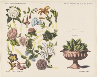 Cómo hacer un ramo de flores / (1) (título sobre objeto) Nuevos grabados infantiles holandeses (título de la serie en el objeto) Impresiones de Funke (título de la serie en el objeto) de Jan de Haan