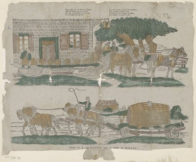 carritos de cerveza Mira, querida, se está sentando a beber cerveza, / Kan nei kanne full to seinken [(...)] (título sobre objeto) de Jan de Lange (II)