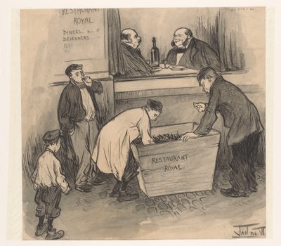 Antes del Restaurant Royal - La Haya, febrero de 1896 (título sobre el objeto) de Jan de Waardt (signed by artist)
