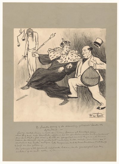 La autoridad ebria y el poder del dinero demasiado confiado realizan una danza de cadáveres (título sobre objeto) de Jan de Waardt (signed by artist)