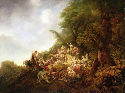 San Juan Bautista predicando a la multitud (óleo sobre madera) de Jan or Joan van Noordt