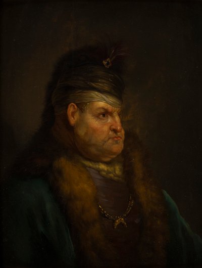 Retrato de un hombre con turbante (óleo sobre tabla) de Jan the Elder (circle of) Lievens