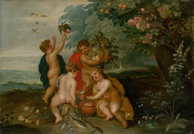 Alegoría de los Cuatro Elementos: Agua, Aire, Tierra y Fuego, c. 1610 de Jan the Elder Brueghel