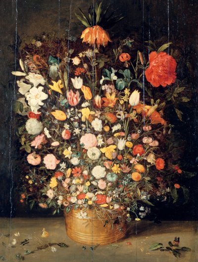 Ramo de flores en un jarrón de madera, 1603 de Jan the Elder Brueghel