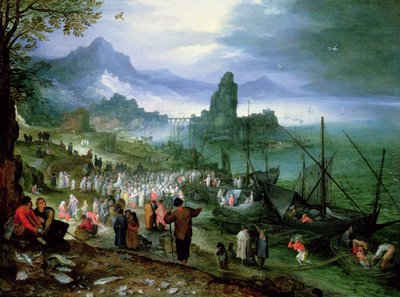 Cristo Predicando en el Mar de Galilea de Jan the Elder Brueghel
