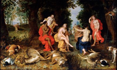 El Descanso de Diana en la Caza, finales del siglo XVI o principios del siglo XVII de Jan the Elder Brueghel