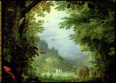 La Tierra o El Paraíso Terrenal (detalle) de Jan the Elder Brueghel