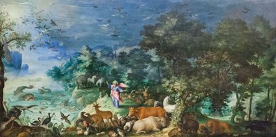 Paisaje con creación de los animales de Jan the Elder Brueghel