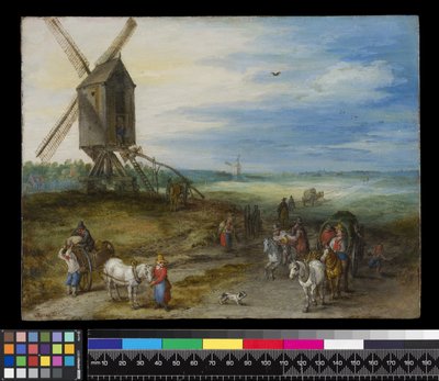 Paisaje con molino y carros, c.1611 de Jan the Elder Brueghel