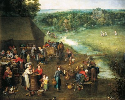 Vida en el campo, Detalle (pintura) de Jan the Elder Brueghel
