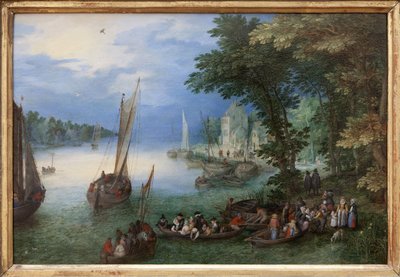Escena fluvial o el barkage, Óleo sobre cobre de Jan Brueghel, dit Brueghel de Velours (1568-1625), hacia 1605. Dimensiones: 24 x 36 cm. Fotografía, KIM Youngtae, Nantes, Musee des Beaux Arts de Nantes. de Jan the Elder Brueghel