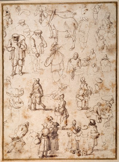 Estudios de campesinos del natural de Jan the Elder Brueghel